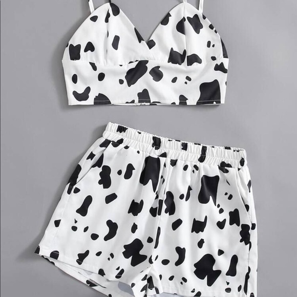 SHEIN Pants - NWT - Cow Print Crop Cami & Shorts Set